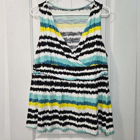 Lane Bryant Tops - Lane Bryant Babydoll V-neck Sleeveless Top - Multicolor Stripes-Plus Size 16